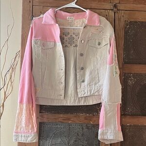 POL Pink and Cream Jean Jacket